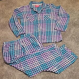 VINTAGE Victoria's Secret Plaid Pajama Set - Blue and Purple Medium